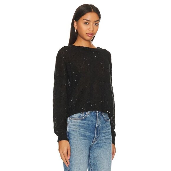 LNA Sheye Sparkle Sweater in Black Night Medium New Womens Knit Top - Picture 3 of 15